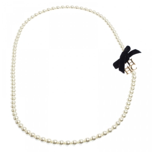 CH Carolina Herrera Logo Faux Pearl Long Strand Necklace