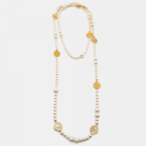 Pre Owned CH Carolina Herrera Gold Tone A Day For Love Layered Necklace