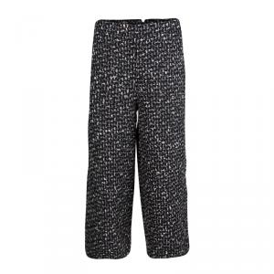 CH Carolina Herrera Monochrome Tweed Fringe Edged Slit Detail Culottes M