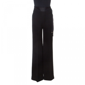 CH Carolina Herrera Black Crepe Waist Tie Detail Flared Pants XS