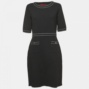 Pre Owned CH Carolina Herrera Black Textured Knit Midi Dress M