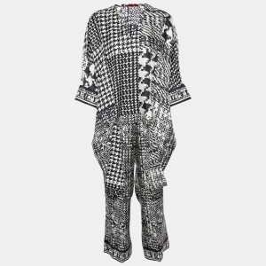 CH Carolina Herrera White & Black Printed Silk Oversize Top & Culottes S/M