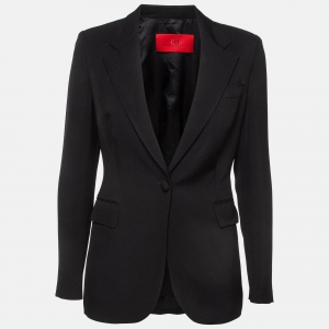 Pre Owned CH Carolina Herrera Black Canvas Single Breasted Blazer M