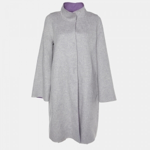 CH Carolina Herrera Grey Wool Mid-Length Coat S