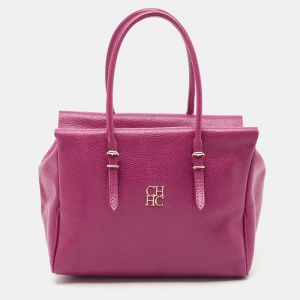 CH Carolina Herrera Fuchsia Leather Tempo Collection Adagio Tote