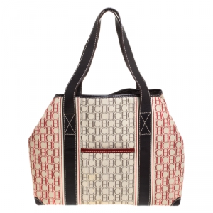 Pre Owned Carolina Herrera Beige/Multicolor Canvas Shopper Tote