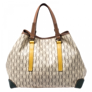 Pre Owned Carolina Herrera Multicolor Coated Canvas and Leather Tote