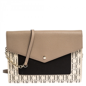 Pre Owned Carolina Herrera Monogram Coated Canvas Envelope Crossbody Bag