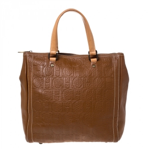 Carolina Herrera Brown Leather Large Andy Boston Bag