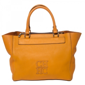 Pre Owned Carolina Herrera Yellow Leather Tote