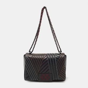 Pre Owned CH Carolina Herrera Black Quilted Leather Shoulder Bag