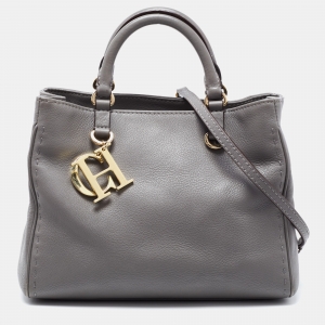 Pre Owned CH Carolina Herrera Grey Leather Tote