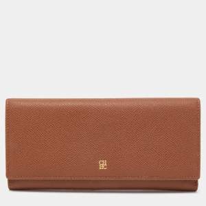 Pre Owned CH Carolina Herrera Brown Leather Continental Wallet