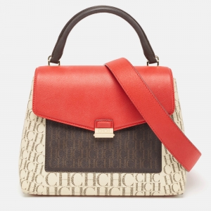 Pre Owned CH Carolina Herrera Multicolor Monogram Coated Canvas Top Handle Bag