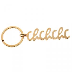 Pre Owned CH Carolina Herrera Logo Gold Tone Key Ring
