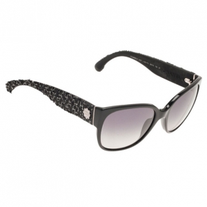 Pre Owned Chanel Black 5237 Tweed Sunglasses