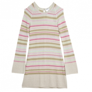 Pre Owned Chanel Striped Long Sleeved Dress M