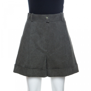 Pre Owned Chanel Dark Khaki Cotton Shorts M
