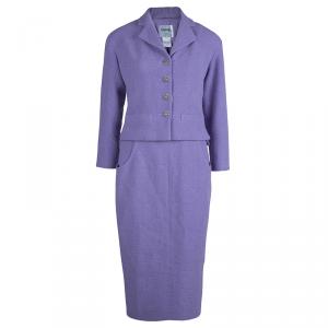 Chanel Lavender Wool Skirt Suit M