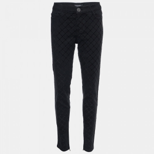 Chanel Black Flock Quilt Print Denim Slim Fit Jeans M/Waist 31"