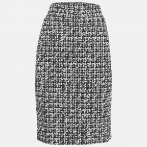 Chanel Monochrome Tweed Pencil Skirt L