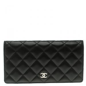 Chanel Black Quilted Leather CC Long Wallet