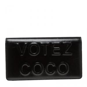 Chanel Black Leather Votez Coco L-Yen Wallet