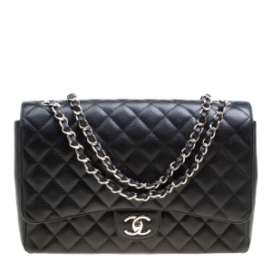 مملوكة مسبقًا Chanel Black Leather Maxi Classic Double Flap Bag