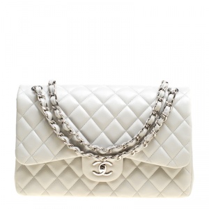 مملوكة مسبقًا Chanel Grey Quilted Leather Jumbo Classic Double Flap Bag