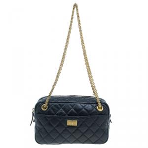 Pre Owned Chanel Black Leather Small Reissue Camera Bag