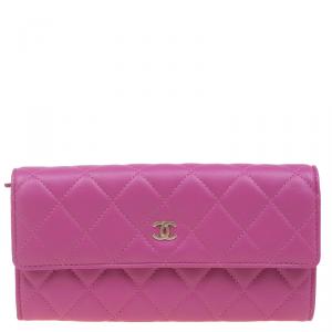 Chanel Pink Quilted Leather Continental Wallet