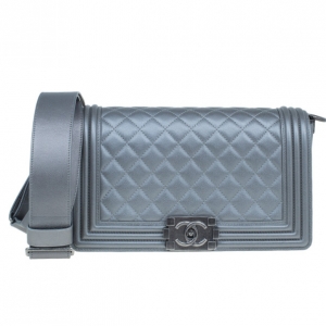 Chanel Grey Calfskin Medium Boy Flap Bag
