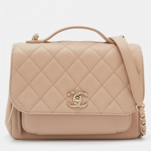 Pre Owned Chanel Pink Quilted Caviar Leather Medium Business Affinity Flap Bag