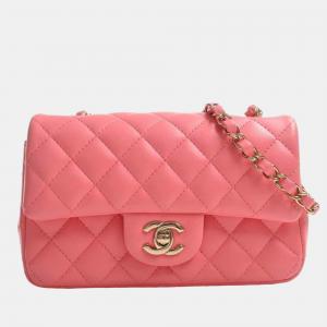 Chanel Pink Leather Classic Rectangular Mini Flap Bag