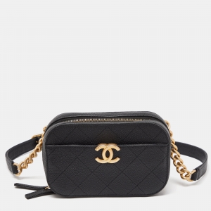 Chanel Black Quilted Caviar Leather CC Belt Bag