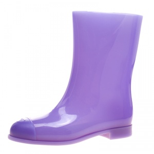 Chanel Lavender Rubber Rain Boots Size 37