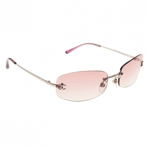 Pre Owned Chanel Pink 4002 Rimless CC Aviators