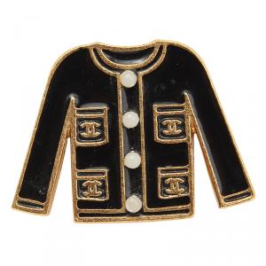 Chanel Black Enamel Miniature Jacket Brooch