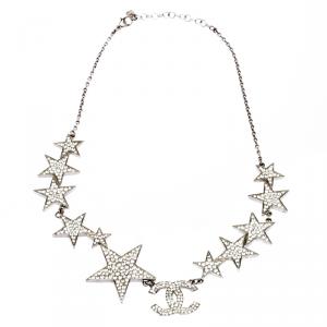 Chanel Star Crystal Silver Tone Necklace