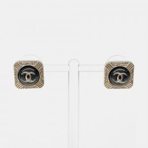 Pre Owned Chanel CC Black/Gold Earrings