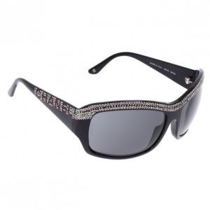 Pre Owned Chanel Black Crystal Rectangle Sunglasses
