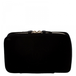 Chanel Black Velvet CC Jewelry Travel Case