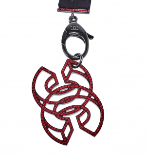 مملوكة مسبقًا Chanel CC Crystal Embellished Black Ribbon Pendant Necklace