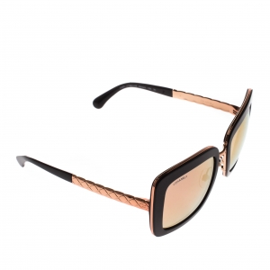 Pre Owned Chanel Black/Rose Gold Mirrored 5369 Square Sunglasses