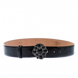 Chanel Black Patent Leather Embellished Buckle Belt 80cm