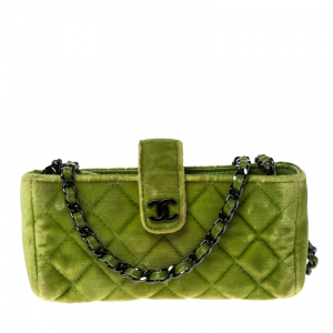 Chanel Green Velvet iPhone Chain Pouch