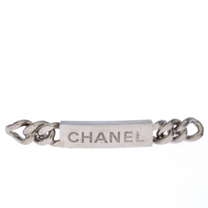 مملوكة مسبقًا Chanel Chain Link Motif Silver Tone Bar Pin Brooch