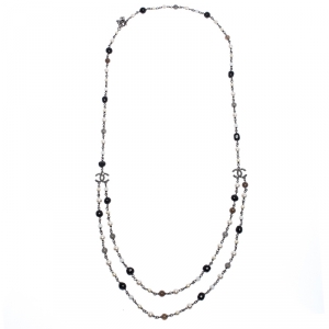 Pre Owned Chanel CC Multi-color Beads Faux Pearl Layered Long Necklace