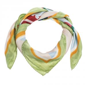 Pre Owned وشاح شانيل مربع حرير طباعة Viva Coco Cuba Libre متعدد الألوان