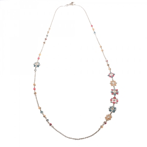 مملوكة مسبقًا Chanel CC Multicolor Embellished Logo Motif Gold Tone Long Station Necklace